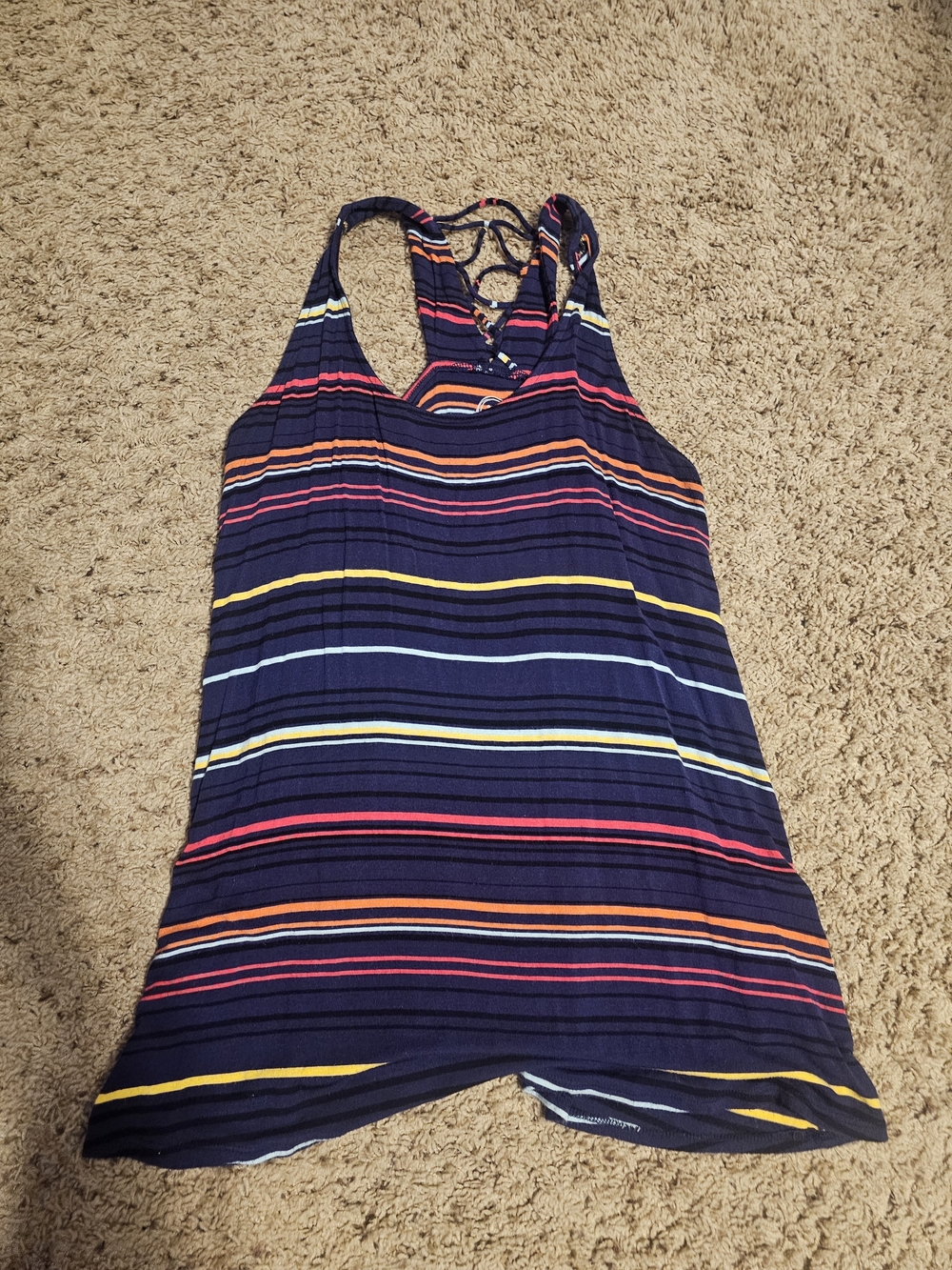 Maurices Navy Striped Tank Top Racerback Tank with Multicolor Stripes MEDIUM